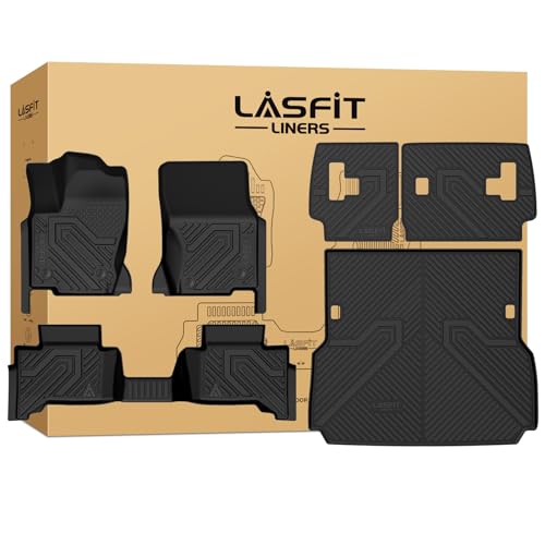 LASFIT Floor Mats for Toyota Land Cruiser 2026 2025 2024 2027, All Weather TPE Custom Fit Rear Trunk Mat for Land Cruiser Accessories, Land Cruiser Cargo&Backrest&Floor Mats