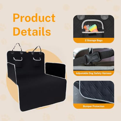 Toozey Dog Car Seat Cover for SUV - Waterproof Back Seat Cover for Dogs with Side Walls & Bumper Guard, Non-Slip 600D Oxford, Large Pet Car Seat Protector 81.9"×54.3" - size: Large (81.9 x 54.3 Inches)
