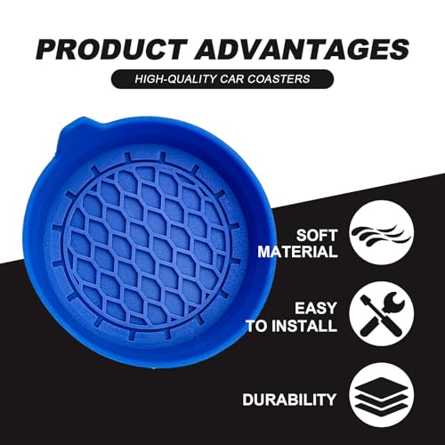 4-Pack Universal Cup Holder Coasters, Black Silicone Inserts - Keep Your Car Clean with Non-Slip & Spill-Proof Coasters for All Vehicles (Blue) - color: Blue