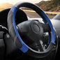 Black and Blue Line Punching Car Steering Wheel Cover, Microfiber Leather Sports, 14.5-15 in Universal Leather Wheel Covers, Breathable Fashion Anti-Slip, Steering Wheels Accessories for Men Women - color: Line Punching-Black and Blue