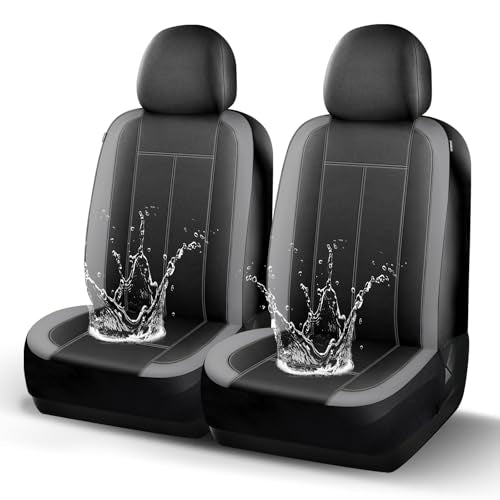 HChengkikz Car Seat Covers Front Seat, Waterproof Neoprene Car Seat Covers, Car Seat Cover Airbag Compatible, Universal Fit for Most Cars, Trucks, SUVs (Black + Darkgray) - color: N816 Black Darkgray, size: Front Seat