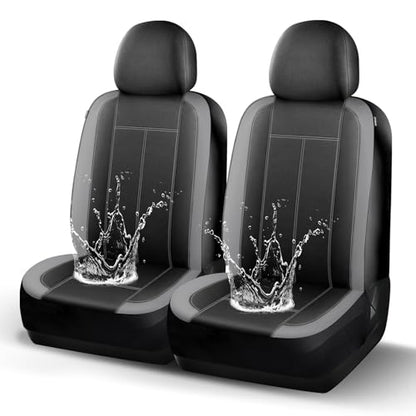 HChengkikz Car Seat Covers Front Seat, Waterproof Neoprene Car Seat Covers, Car Seat Cover Airbag Compatible, Universal Fit for Most Cars, Trucks, SUVs (Black + Darkgray) - color: N816 Black Darkgray, size: Front Seat
