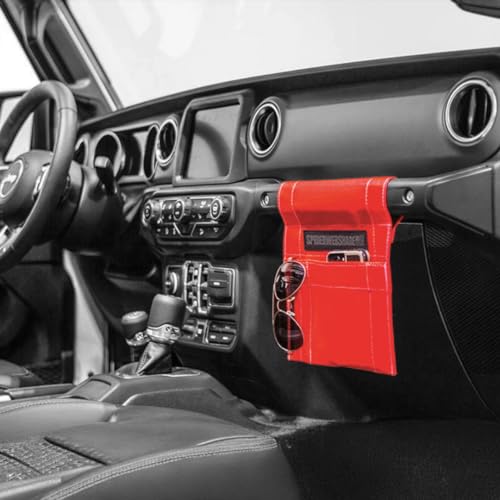 SPIDERWEBSHADE Grab Bag - Front Passenger Seat Grab Bar Multi-Purpose Storage Organizer Bag - For Jeep Wrangler CJ YJ JK JL JKU JLU Gladiator - MADE IN AMERICA - Travel Essentials Holder - (Red) - color: Red