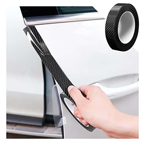 Car Door Edge Entry Guards, 5D Carbon Fiber Anti-Collision Protector Tape, Automotive Scratch Cover Strip Sticker for Door Sill Rear Bumper, Exterior Accessories Fit for Most Cars (1.2“x394”, Black) - color: Black, size: 1.2" x 394"