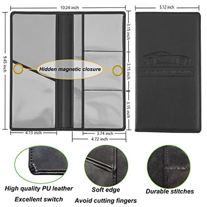 Premium Car Registration and Insurance Holder,Black Registration Insurance Card Holder,Glove Box Organizer Makes Your Documents In Order.