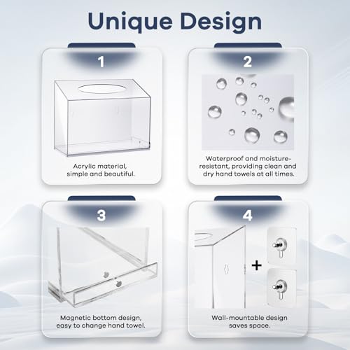 Acrylic Hand Towel Box Cover Compatible with Kleenex Disposable Hand Towels Wall-Mounted Paper Towel Dispenser Suitable for Tabletop, Bathroom, Car, and Office Use Valentine's Day Gifts (Clear) - color: Clear