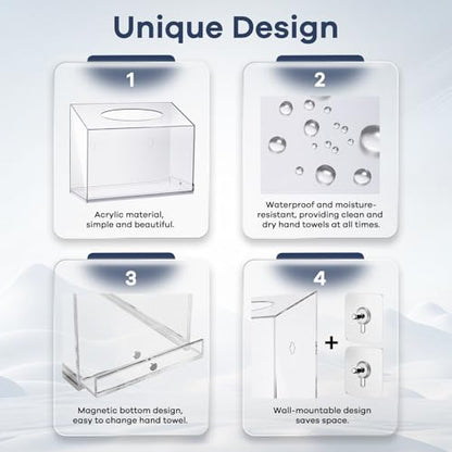 Acrylic Hand Towel Box Cover Compatible with Kleenex Disposable Hand Towels Wall-Mounted Paper Towel Dispenser Suitable for Tabletop, Bathroom, Car, and Office Use Valentine's Day Gifts (Clear) - color: Clear
