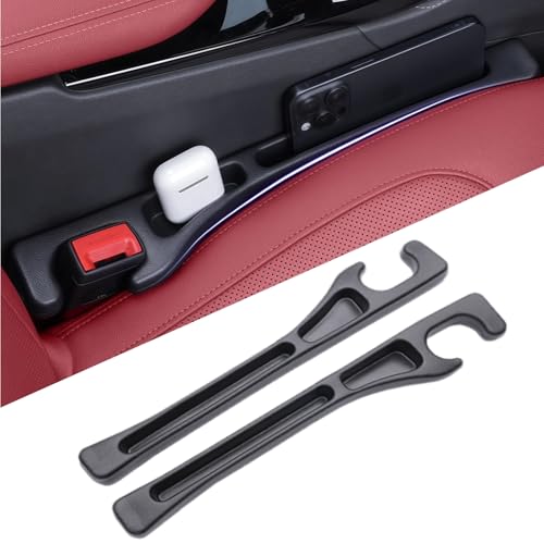 Car Seat Gap Filler, 2-Pack No-Drop Seat Side Gap Seam Filler Organizer with Phone Holder, Universal Fit Fill The Gap Between Seat & Console, Perfect for Car, SUV, Truck