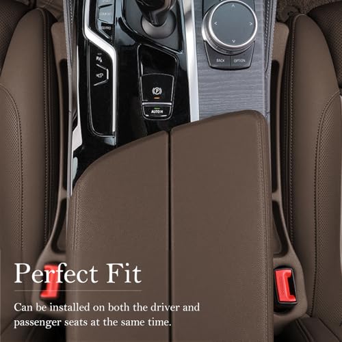 Car Seat Gap Filler 2-Pack, Universal Car Seat Gap Filler Organizer, Seat Gap Plug – Fills Gap Between Seat & Console (Brown) - color: BROWN