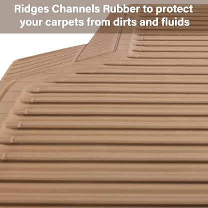 CAR PASS Rubber Floor Mats - All Weather, Full Set 4-Piece, Waterproof Automotive Mats Trim to Fit Most Cars, Sedans, SUVs, Vans - Heavy Duty Anti-Slip Easy Clean, All Beige - color: Beige