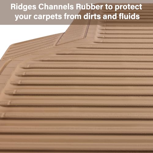 CAR PASS Rubber Floor Mats - All Weather, Full Set 4-Piece, Waterproof Automotive Mats Trim to Fit Most Cars, Sedans, SUVs, Vans - Heavy Duty Anti-Slip Easy Clean, All Beige - color: Beige
