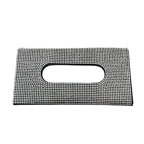 Bling Car Sun Visor Tissue Box Holder, PU Leather Auto Paper Towel Cover, Glitter Crystal Rhinestone Napkin Holder, Car Decoration Accessories for Women (Black/White) - color: Black/White