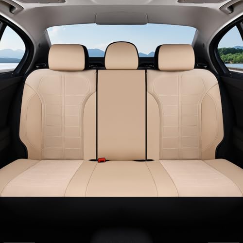 Coverado Seat Cover, Car Seat Cover Rear Seats, 3D Air Mesh Breathable Seat Protectors Sports Carbon Fiber Design Airbag Compatible Comfort Universal for Most Cars, Van,Trucks, SUV, Beige - color: Beige, size: Rear