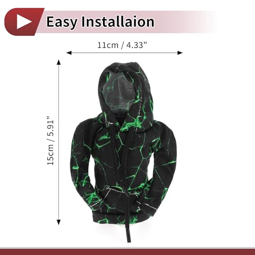 1 Pc Gear Shift Knob Cover Decoration Stick Shifting Handle Protector 5.91"x4.33" Hoodie Style Green Black Polyester