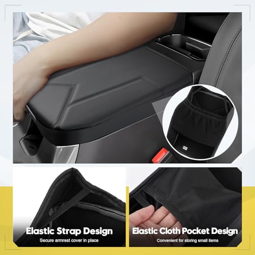 FIILINES Center Console Cover for Silverado & GMC Sierra 2019-2025, Suburban & Yukon & Tahoe 2021-2025 (Only Fit Bucket Seat), Armrest Cover Anti-Scratch Accessories Black - size: For Silverado & GMC Sierra 2019-2026
