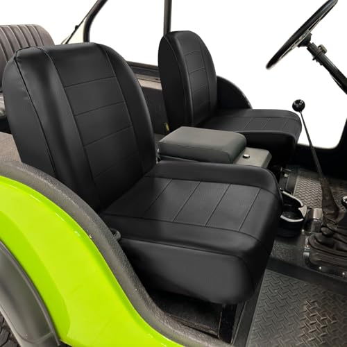 Driver & Passenger Seat Cover Compatible with 1965-1979 Jeep CJ5, 1976-1980 Jeep CJ7, Front Low-Back Bucket Seat - color: black