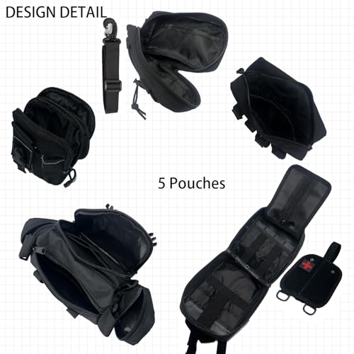 6 Pack Tactical Molle Automotive Seat Back Organizer Tactical Vehicle Panel Organizer with 5 Detachable Molle Pouch for Car Truck Ford Jeep Vehicle,US Flag Patch For Man (5 Pouches) - style: 6 Pack