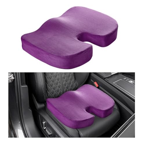 Memory Foam Seat Chair Cushion, Comfortable Auto Cushions for Long Periods of Sitting, Pregnancy Car Seat Cushion for Back, Coccyx & Sacrum Pain Relief, Car Accessories (Purple)