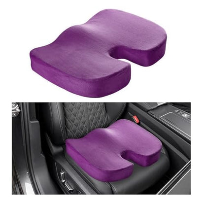 Memory Foam Seat Chair Cushion, Comfortable Auto Cushions for Long Periods of Sitting, Pregnancy Car Seat Cushion for Back, Coccyx & Sacrum Pain Relief, Car Accessories (Purple)