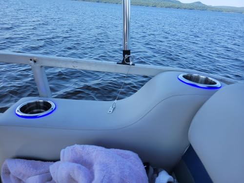 Young Marine Stainless Steel Cup Holder with Light and Drain for Boat, RV, Camper (Stainless Steel) - style: Stainless Steel with Light 2 PCS