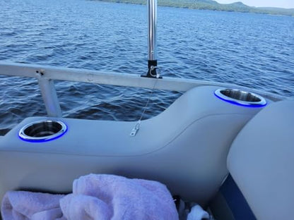 Young Marine Stainless Steel Cup Holder with Light and Drain for Boat, RV, Camper (Stainless Steel) - style: Stainless Steel with Light 2 PCS