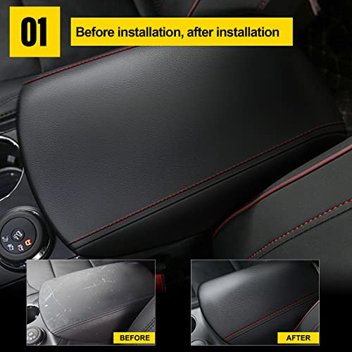 Center Console Armrest Covers for Ford Explorer 2011-2019 Black with Red Stiches - color: black with red stiches