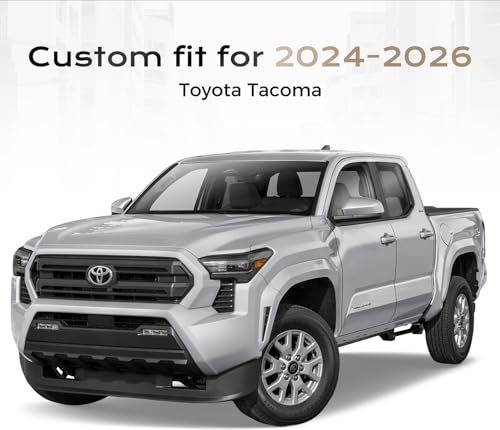 Coverado Tacoma Front Seat Covers, Faux Leather Custom Fit for 2024-2026 Toyota Tacoma Double/Crew Cab, Front Seat Protection (Black) - color: Black, size: Front（2024-2026）