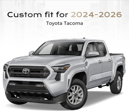 Coverado Tacoma Front Seat Covers, Faux Leather Custom Fit for 2024-2026 Toyota Tacoma Double/Crew Cab, Front Seat Protection (Black) - color: Black, size: Front（2024-2026）