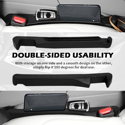 2PCS Car Seat Gap Filler Organizer,3 in 1 Car Seat Side Gap Filler with Hook for Avoiding Dropped Items,Universal No Drop Seats Guard for Filling Gaps 1.37-1.49 Inch Wide (Black) - color: Permium Black