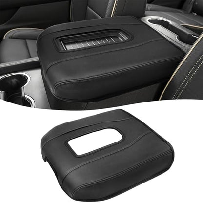 Center Console Armrest Cover for GMC Sierra & Chevy Silverado 2019-2026, Tahoe & Yukon & Suburban 2021-2026, Floor Console Bucket Seat Only, Vinyl Leather Trim, Scratchproof, Black - color: Black