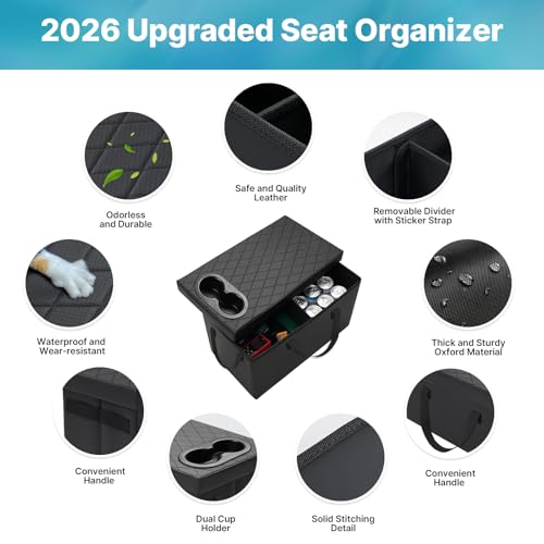 Car Seat Organizer Ford Explorer with Cup Holders Ford Explorer Console Organizer 2020-2025 2026 Explorer Accessories Organizer for Explorer Seat Aisle Storage Box for Kids Travel - style: Explorer with Cup Holders