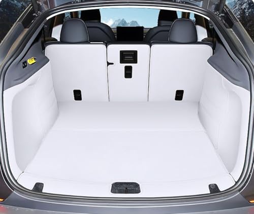 Compatible with Tesla Model Y Trunk Mat 5-Seater Tesla Y 2026 Juniper Refresh Heavy Duty Trunk Liner Bright White Full Coverage Trunk Mat+Backseat Protector+High Side Panels+Door Sill Protector(White) - color: White, size: 2026 Juniper Full Coverage Cargo