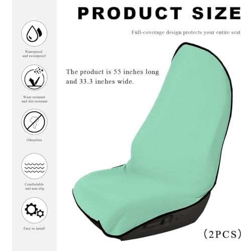 DXNQ 2PCS Car Towel Seat Cover, Waterproof Sweating Non-Slip Premium Soft Towel Carseat Protector, Universal Machine Washable Car Truck SUV Front Seat Cover for Gym Workout Beach Hiking (Mint Green) - color: Mint Green, 2pcs, Front