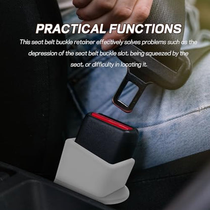 2PCS Car Seat Belt Buckle Holder, Easy Access Silicone Auto Seatbelt Buckle Booster, Seat Belt Buckles Fixer Cover Makes Receptacle Stand Upright Buckling for Kids, Car Accessories (Gray) - color: Gray