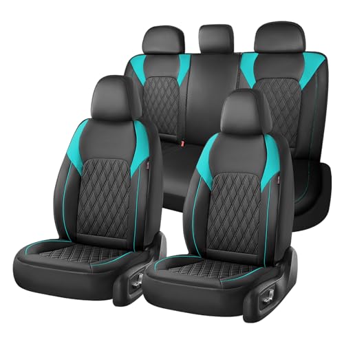 Coverado Seat Covers Full Set, Faux Leather Car Seat Covers for Cars, Waterproof Car Seat Cover, Universal Seat Covers, Car Seat Protector Car Seat Cushion Universal Fit Most Cars Trucks, Black&Blue - color: Black&Blue, size: FullSet