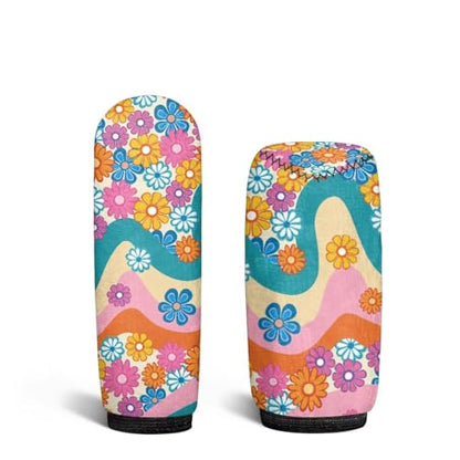 Bulopur Car Shifter Gear Hand Brake Trim Cover Set for Most Cars Van SUV Sedan Truck Auto Accessories - color: Boho Hippie Daisy