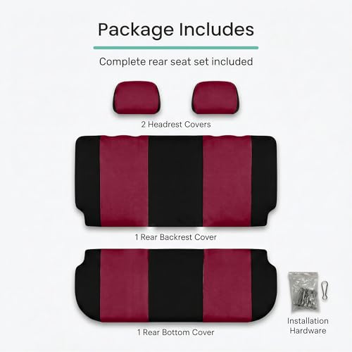 FH Group Pair Set Flat Cloth Car Seat Covers- Universal Fit for Trucks, SUVs, and Vans (Burgundy/Black) FB050102 - color: Burgundy