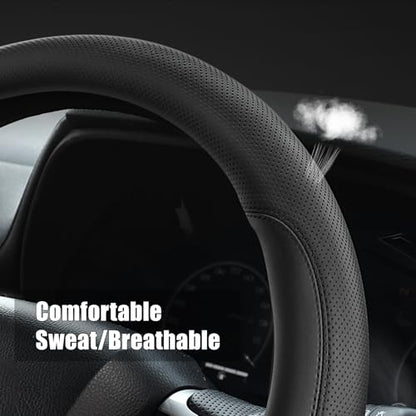 Customized Auto Car Steering Wheel Cover for Dodge Challenger Charger Durango Avenger Ram, for Dodge Accessories, 14.5-15 inch, Black - color: Black-2