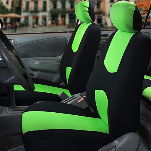 FH Group Car Seat Covers Front Set in Cloth-Car Seat Covers for Low Back Car Seats with Removable Headrest,Universal Fit,Automotive Seat Covers,Washable Car Seat Cover for SUV,Sedan,Van Green - color: Green, style: Seat Cover Front Set