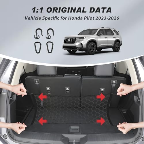 Cargo Net for Honda Pilot 2023-2026 Envelope Style | Elastic Mesh Net | Heavy Duty | Metal Hooks | Honda Pilot Trunk Net Accessories - size: Honda Pilot