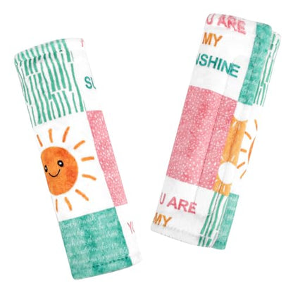 SWESEN Car Seat Strap Cover for Babies, Soft Car Seat Belt Covers, Mink Car Seat Strap Shoulder Pads Girls, Plaid & Sun - color: Sunshine