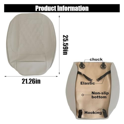 Leather Car Seat Cover, Auto Front Bottom Seat Cover Luxury Car Seat Protector Anti-Slip Waterproof Cushion Cover with Storage Pocket, for Most Cars, Trucks, SUVs (Light Grey)