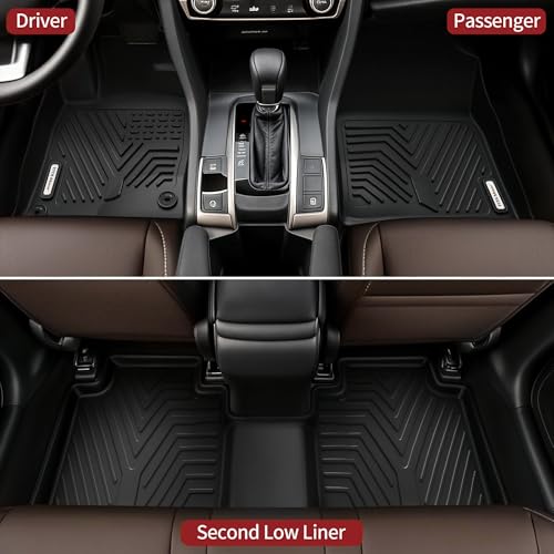 YITAMOTOR Floor Mats Fit for 2007-2013 Chevrolet Silverado/GMC Sierra 1500&2007-2014 Silverado/Sierra 2500 HD/3500 HD Crew Cab, TPE All Weather Floor Liners, 1st & 2nd Row Mats Set Accessories, Black - style: 07-13 1500 & 07-14 2500/3500 HD Crew Cab Bench