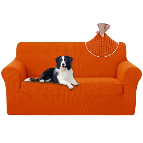 U-NICE HOME Oversized Stretch Loveseat Couch Cover Sofa Covers Washable Sofa Slipcover Furniture Protector for 2 Cushion Couch Sofa Pet Friendly, Orange - color: Orange, size: Xl Loveseat