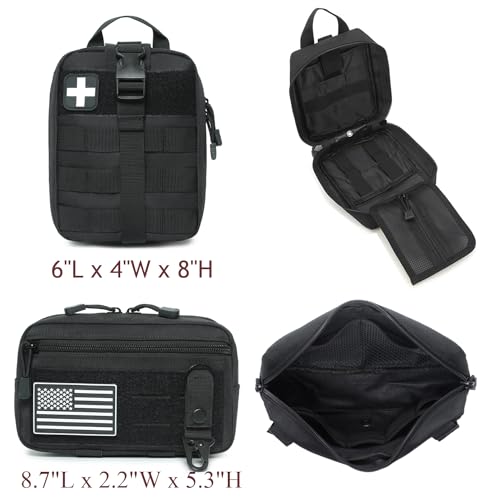 6 Pack Tactical Molle Car Seat Back Organizer - Tactical Vehicle Panel Organizer with 5 Detachable Molle Pouch,US Flag Patch and Keychain,Great Trunk Accessories for Man