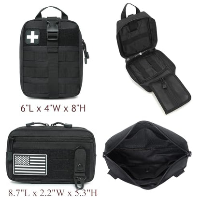 6 Pack Tactical Molle Car Seat Back Organizer - Tactical Vehicle Panel Organizer with 5 Detachable Molle Pouch,US Flag Patch and Keychain,Great Trunk Accessories for Man