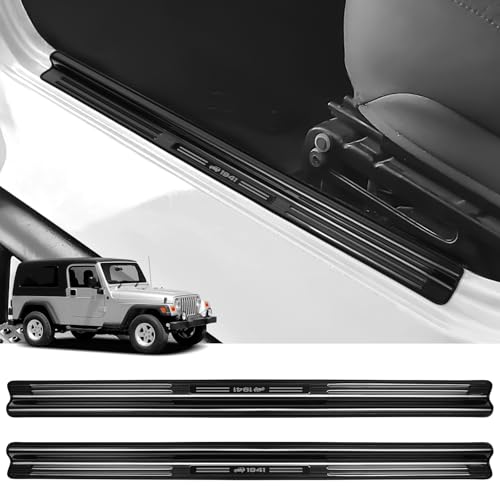 ZZEQYG 2 Pcs Front Door Sill Protector for 1997-2006 Jeep Wrangler TJ Scratch-Resistant Car Door Edge Guards Stainless Steel Interior Accessories - color: 1997-2006 Wrangler 2 Door