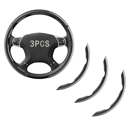 Steering Wheel Covers, 3PCs Carbon Fiber Anti-Skid Clip on Car Steering Wheel Cover Protector Universal for Most Car Wheel, Black - color: BLACK