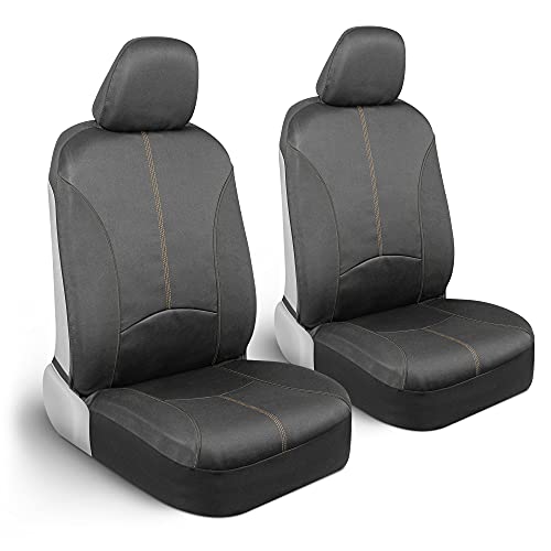 Motor Trend SpillGuard Waterproof Car Seat Covers for Front Seats, Beige Stitching – Durable Neoprene Car Seat Protectors, Easy to Install, Interior Covers for Auto Truck Van SUV - color: Beige Stitching