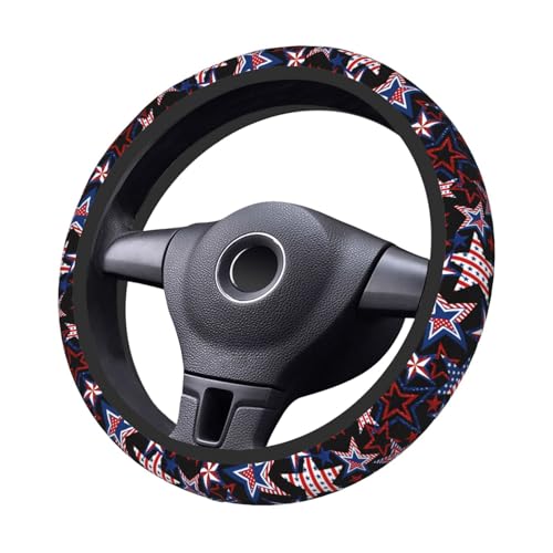 Memorial Day Patriotics Steering Wheel Cover Forth of July America 250 Anti-Slip,Sweat Absorption Universal 15 inch Steering Wheel Covers Cute car Accessories for Women - color: Multicolor